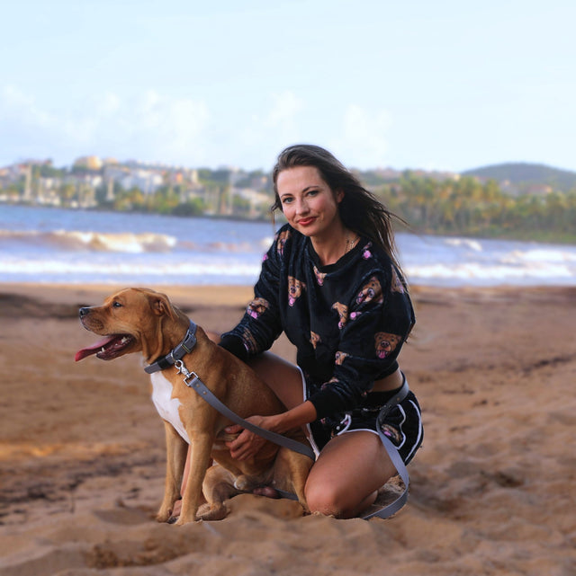 Set: Collar & Hands-Free Leash | Gray - Pirate